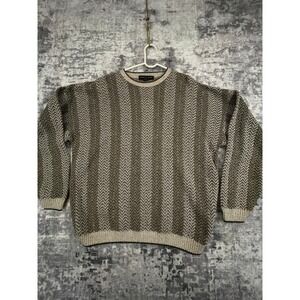 Vtg Liberty Men's XXL Chevron Knit Pullover Sweater Tan Cotton 90s Grandpacore